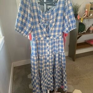Blue and White Checkered Dress